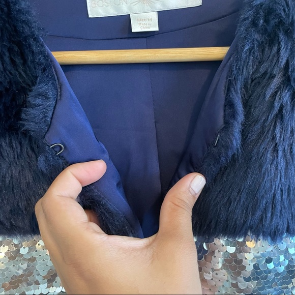 NWT Boston Proper bling faux fur jacket. - Picture 12 of 13